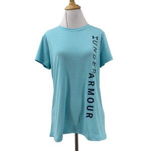 Under Armour Loose Tee Womens M Medium Blue Heatgear Short Sleeve Logo Shirt